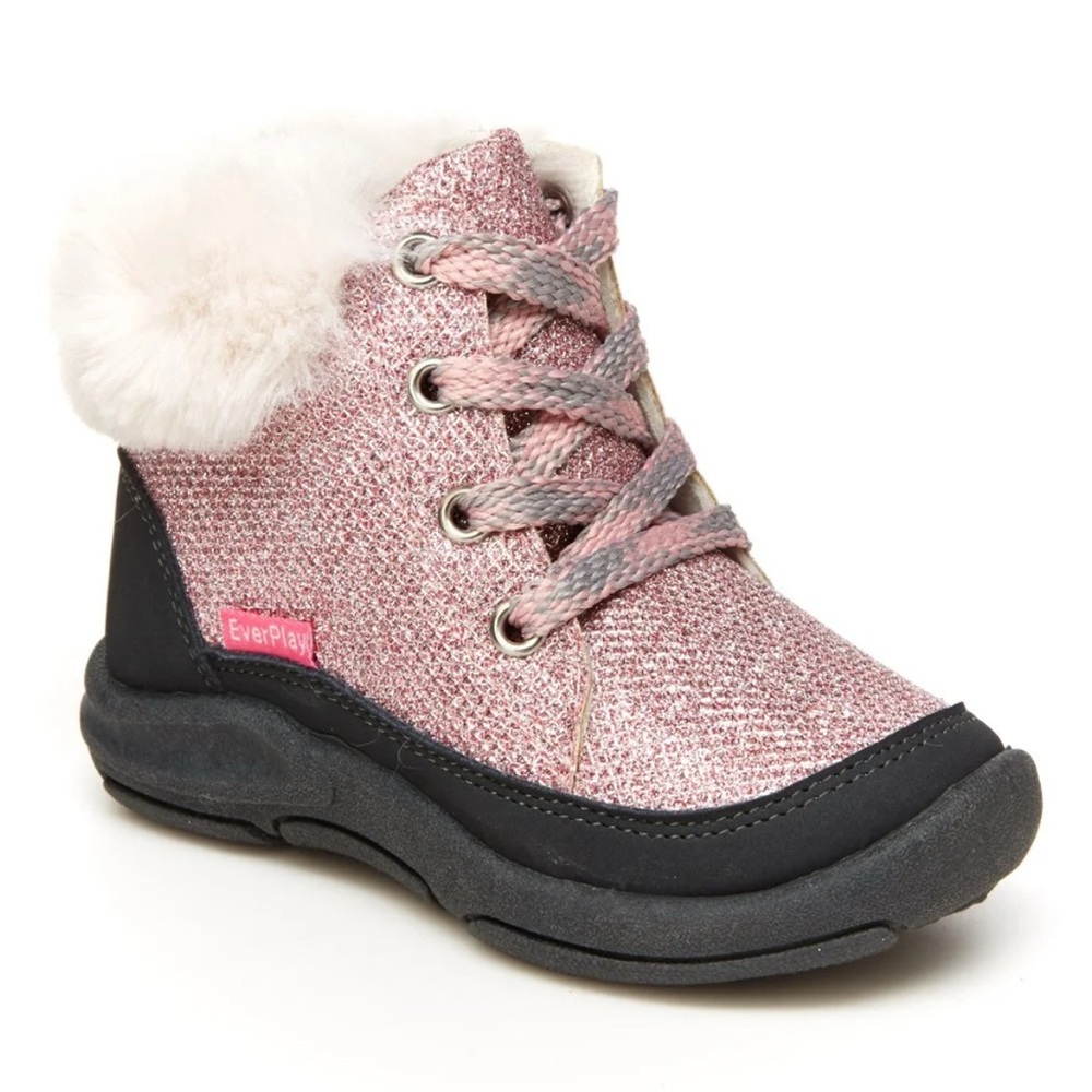 OshKosh pink sparkly boots with faux fur trim